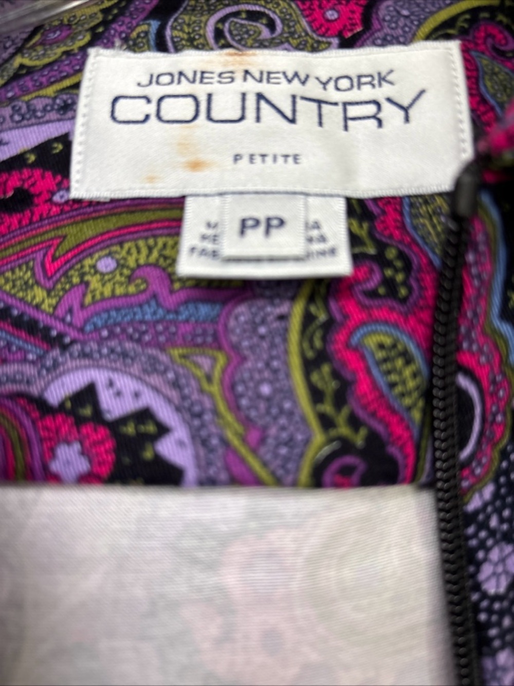 Jones New York Country Purple Paisley Zip-Front Jean Jacket Size XS Artsy - Picture 5 of 7